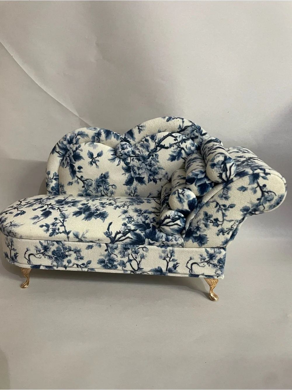 Blue Floral Chaise Lounge Accent Sofa - Home Accents